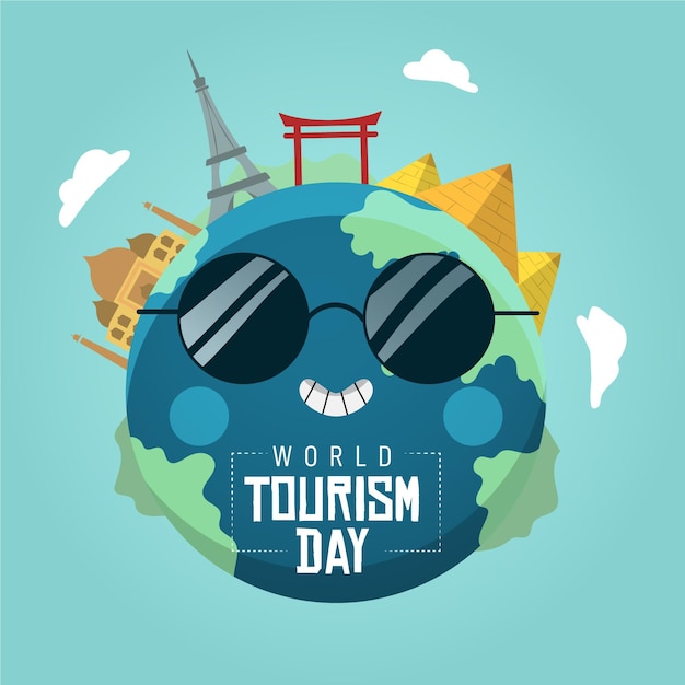 Vettore gratuito concetto di giorno del turismo disegnato a mano