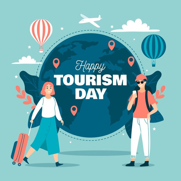 Hand drawn tourism day concept