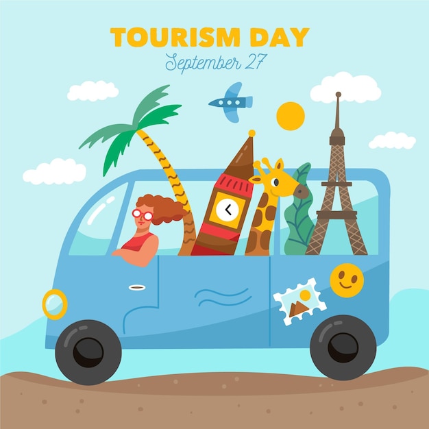 Free vector hand drawn tourism day concept