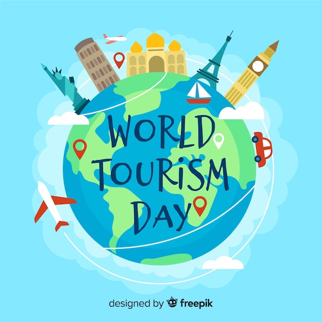 Free vector hand drawn tourism day with landmarks