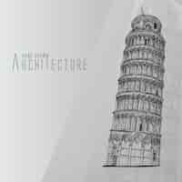 Free vector hand drawn tower of pisa