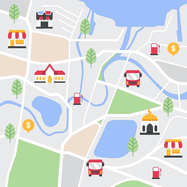 Free vector hand drawn town map illustration