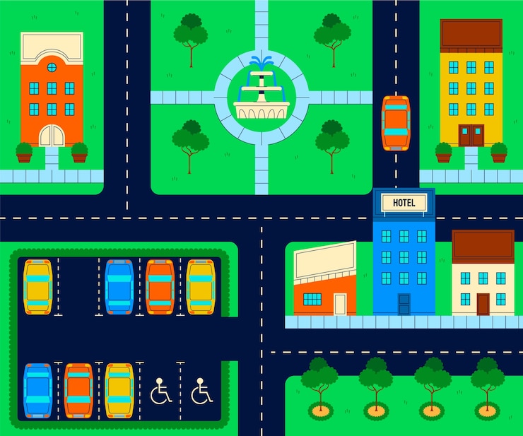 Free Vector hand drawn town map illustration