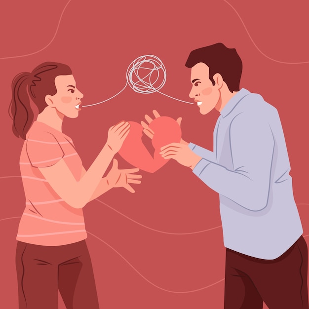 Hand drawn  toxic relationship illustration
