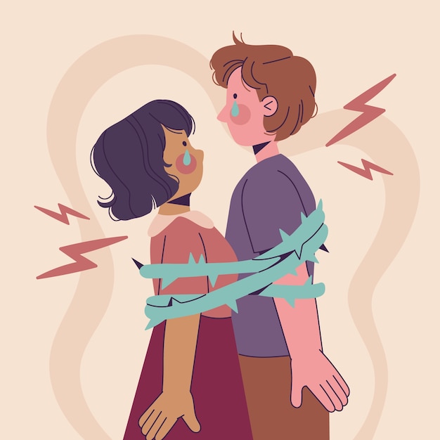 Free vector hand drawn toxic relationship illustration