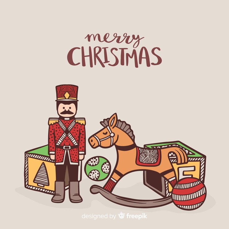Free Vector hand drawn toys christmas background
