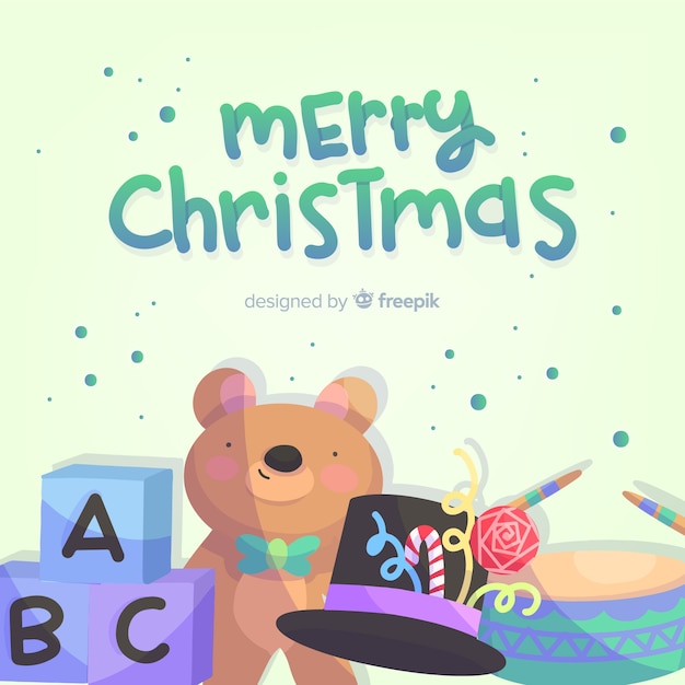Free vector hand drawn toys christmas background