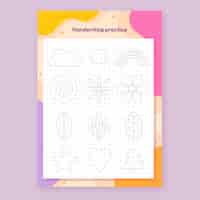 Free vector hand drawn tracing worksheet template