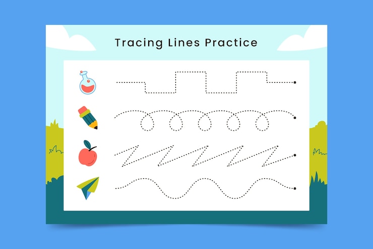 Free Vector hand drawn tracing worksheet template