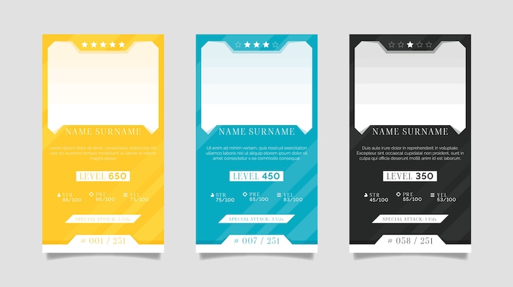 Free Vector hand drawn trading cards illustration