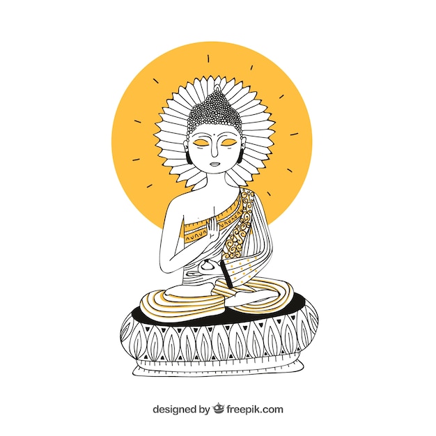 Бесплатное векторное изображение Рисованный традиционный будха