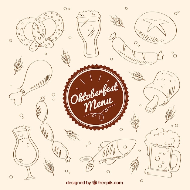 Free vector hand drawn traditional german products