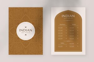 hand drawn traditional indian restaurant menu template