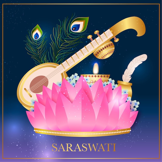 Free vector hand drawn traditional saraswati