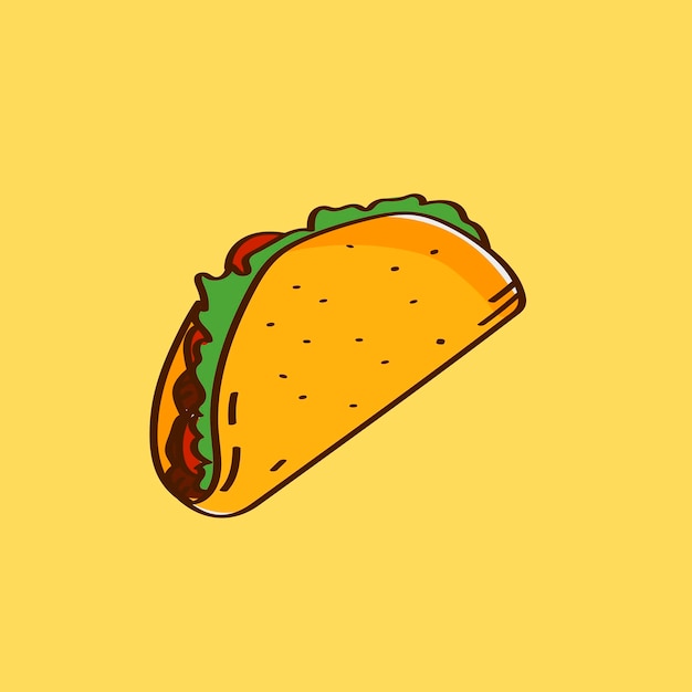 Hand drawn traditional taco mexican food vector
