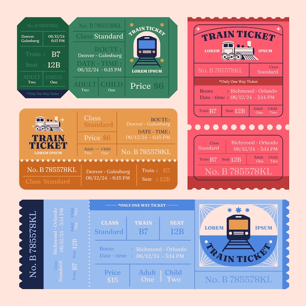 Free vector hand drawn train ticket illustration