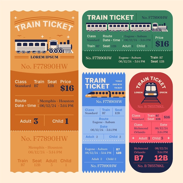 Free vector hand drawn train ticket illustration