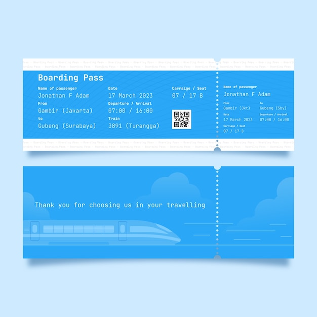 Free vector hand drawn train ticket template