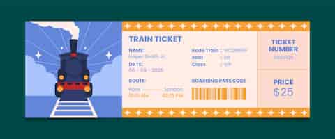 Free vector hand drawn train ticket template