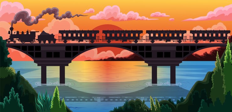 Free Vector hand drawn train travel horizontal banner