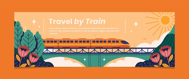 Free vector hand drawn train travel horizontal banner