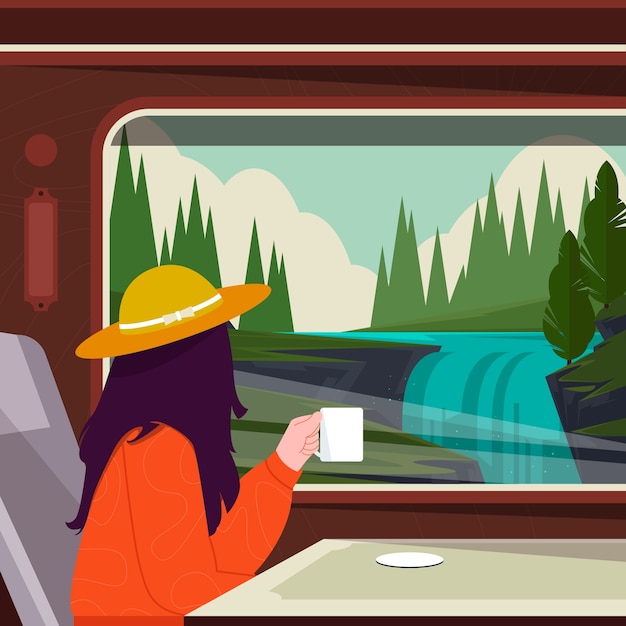 Vettore gratuito illustrazione disegnata a mano di viaggio del treno