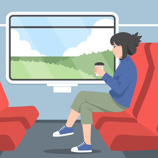 Vettore gratuito illustrazione disegnata a mano di viaggio del treno