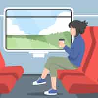 Бесплатное векторное изображение Нарисованная рукой иллюстрация путешествия поезда