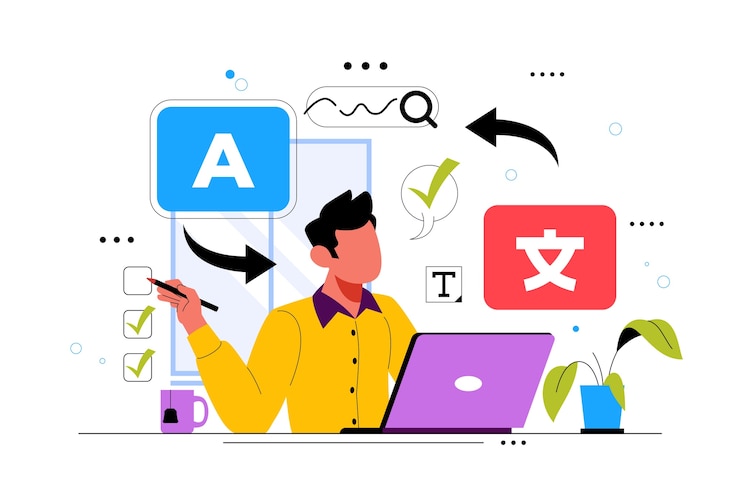 मुफ़्त वेक्टर hand drawn translation services illustration