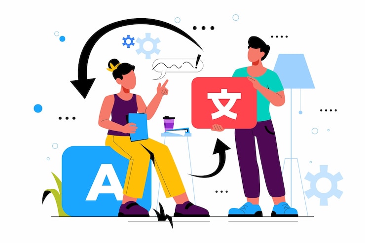 मुफ़्त वेक्टर hand drawn translation services illustration