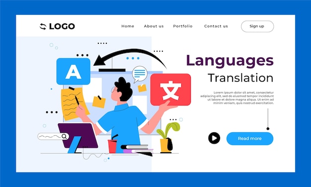 Free vector hand drawn translation services landing page
