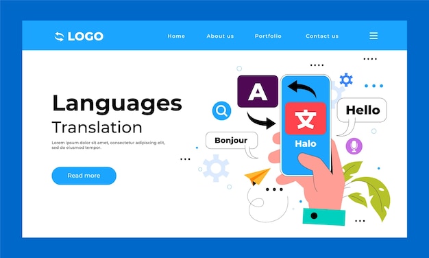 Hand drawn translation services landing page