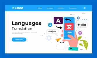 Free vector hand drawn translation services landing page