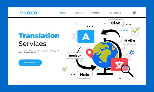 Hand drawn translation services landing page