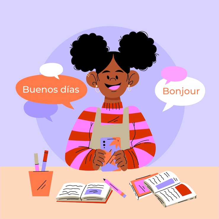 Free Vector hand drawn translation services landing page