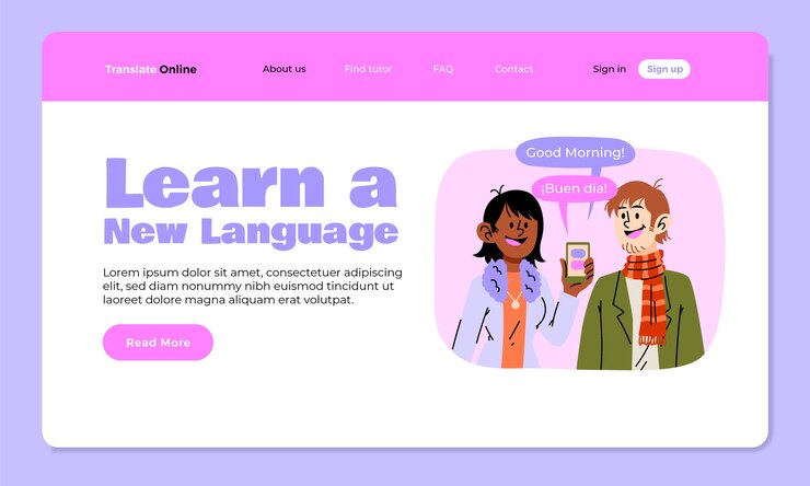 Free Vector hand drawn translation services landing page