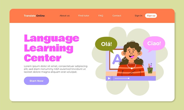 Free Vector hand drawn translation services landing page
