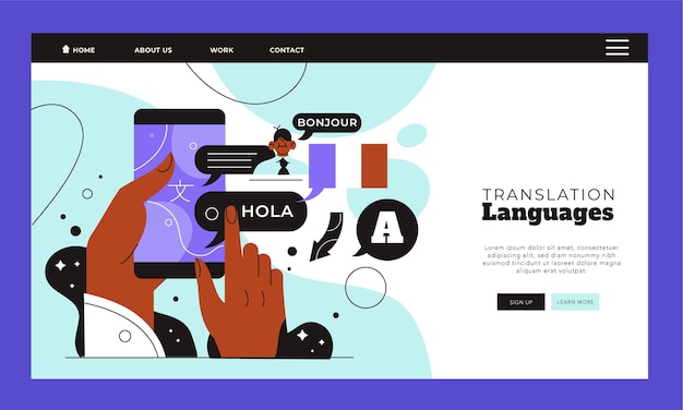 Free vector hand drawn translation services landing page