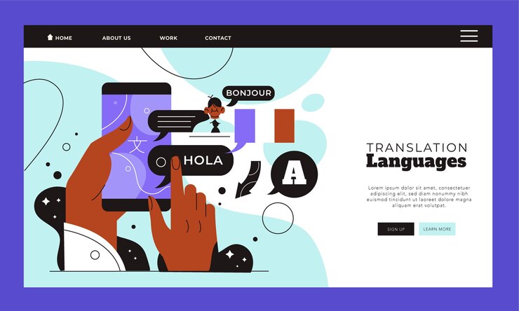 Free Vector hand drawn translation services landing page