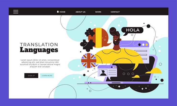 Free Vector hand drawn translation services landing page
