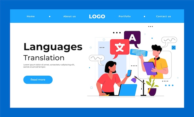 Hand drawn translation services landing page