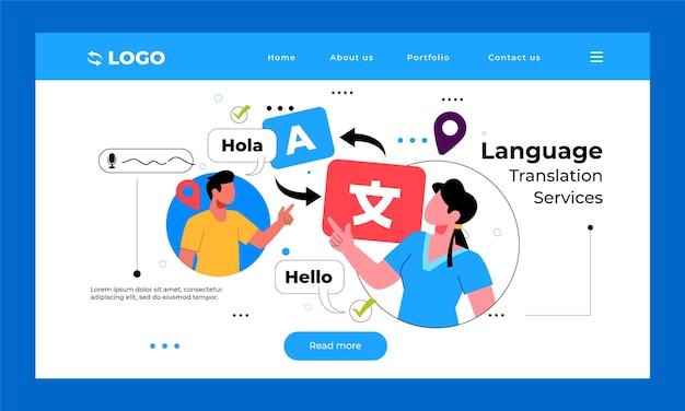Hand drawn translation services landing page