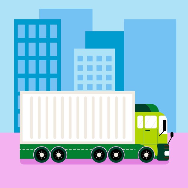 Hand drawn transport truck illustration