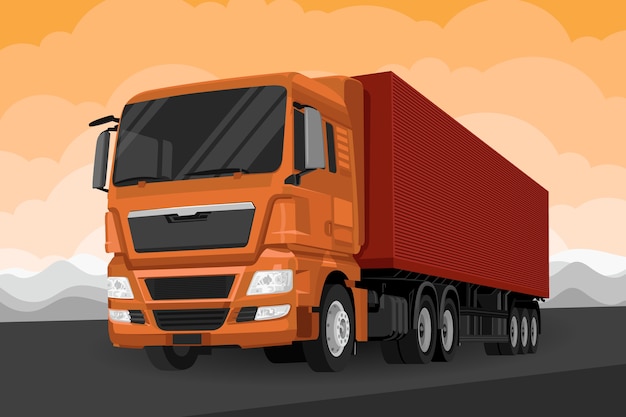 Нарисованная рукой иллюстрация транспортного грузовика
