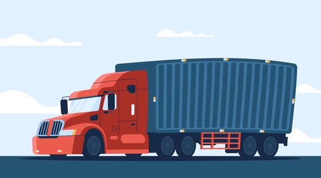 手描きの輸送トラック輸送の図解