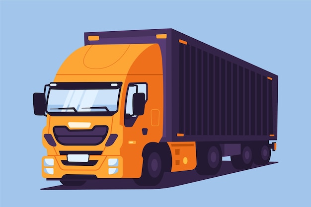 Бесплатное векторное изображение Ручной обращается транспортный грузовик
