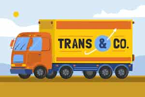 Free vector hand drawn transportation truck illustrated