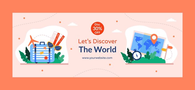 hand drawn travel adventure facebook cover template