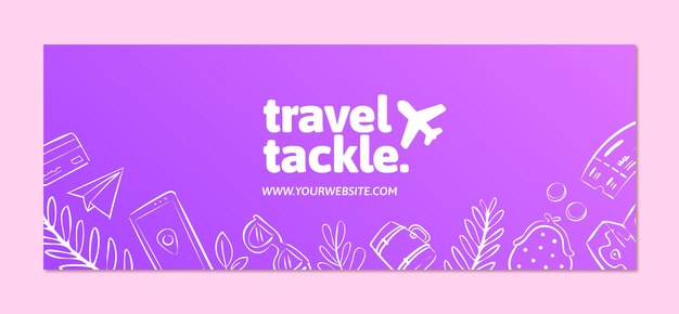 Hand drawn travel adventure facebook cover template