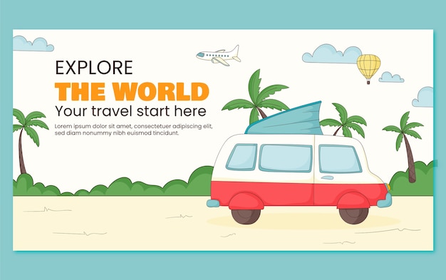 Free vector hand drawn travel adventure facebook post